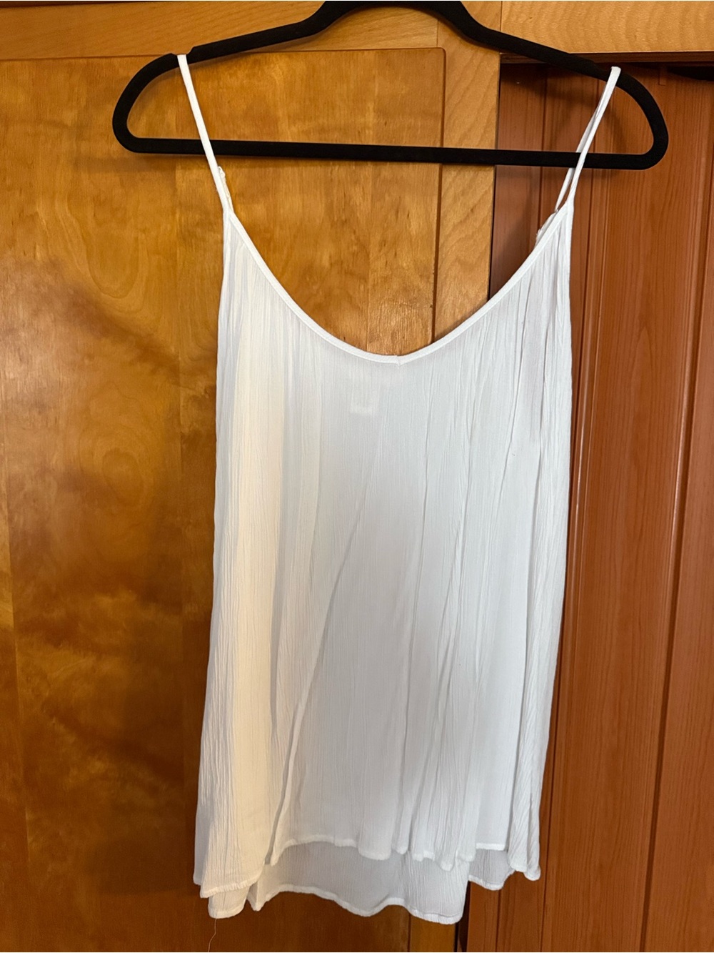 H&M White Spaghetti Strap Gauze Tank Top